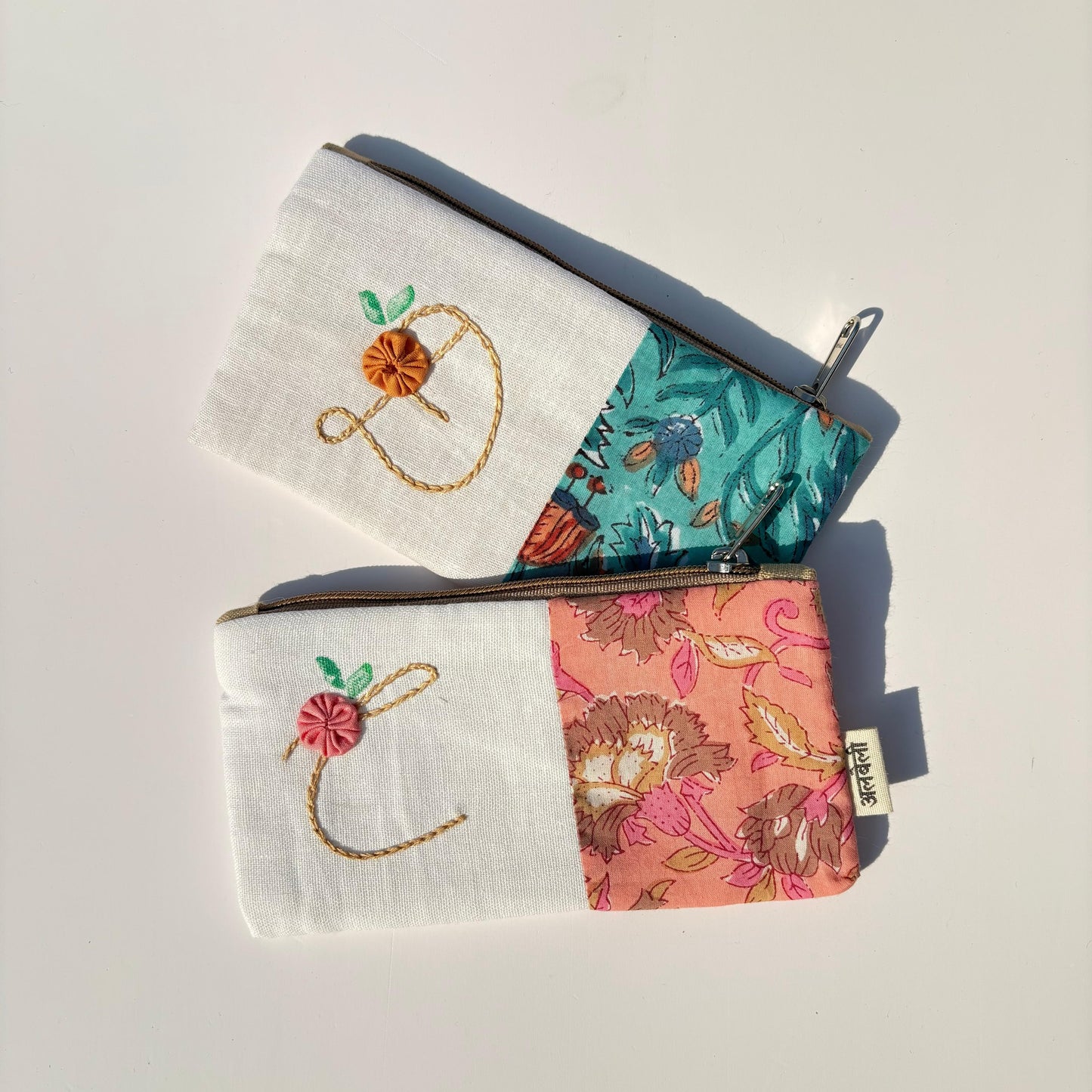 Handcrafted Name Initial Pouch - Personalized Zipper Pouch
