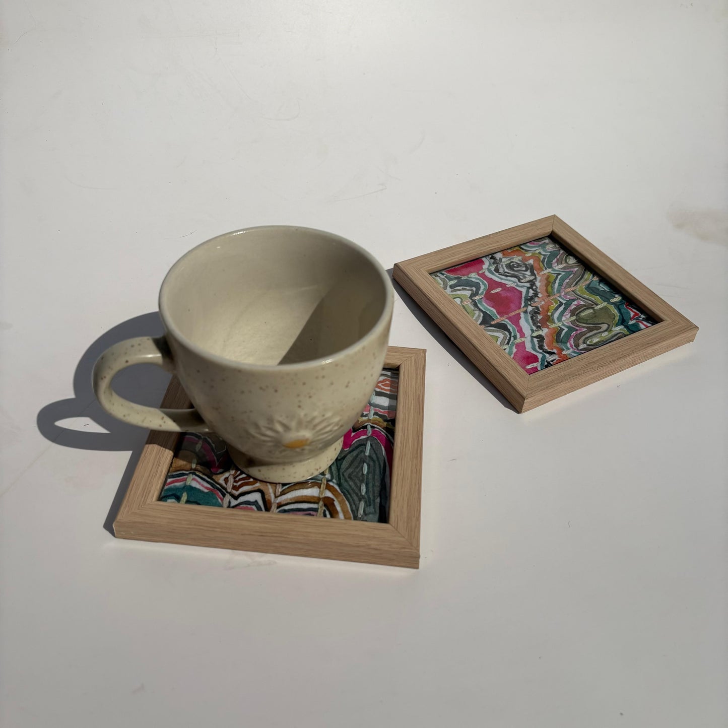 Handmade Glass Coasters, Set of 2 - Unique Drink Coasters