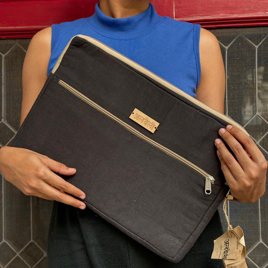 Linen Laptop Sleeve/Cover with Pocket - Sustainable Laptop Case