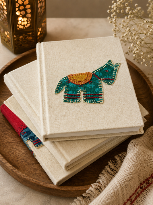 Camel Applique Journal - Recycled Paper & Upcycled Cover