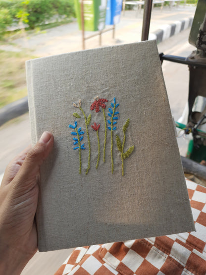 Handcrafted Embroidered Journal - Recycled Paper & Upcycled Cover