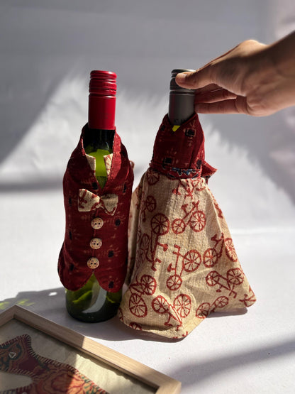 Wine Bottle Covers (Male/Female Set) - Unique Host/Hostess Gift